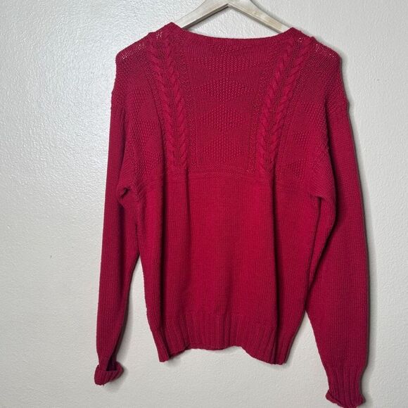 Polo Ralph Lauren Sweater Men Large Red Hand Knit Crewneck Preppy Vtg - Picture 9 of 12